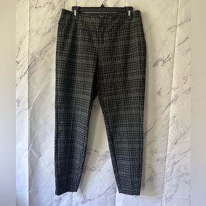 COOPER & ELLA PLAID PONTE DRESS ANKLE PANTS BLACK/GRAY WOMENS 10